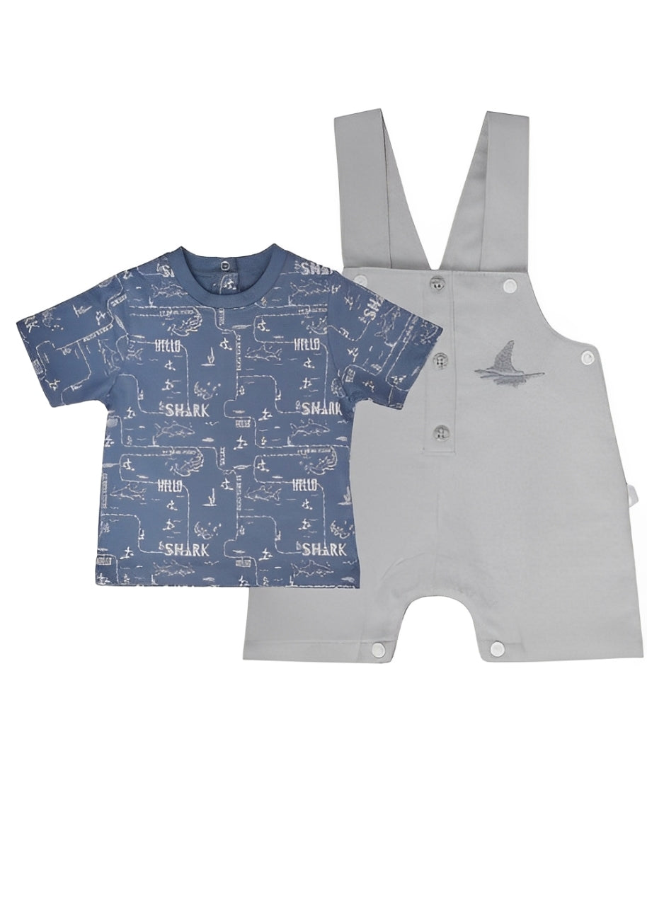 Junior Rouned Printed Jumpsuit Baby Boy -Blue,Gray - Image 3