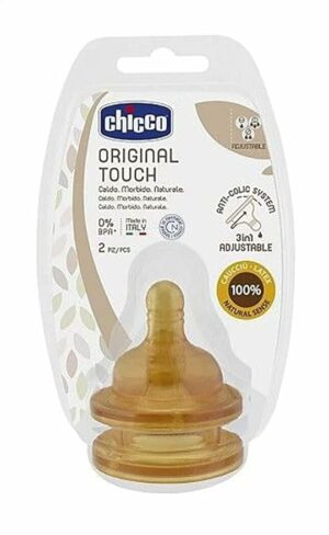 51gkEbiN2IS._AC_SY879-1.jpg Chicco original touch baby bottle teat 2m+ adjustable 2 pc | حلمة رضاعة أطفال أصلية من تشيكوقابلة للتعديل، من عمر شهرين فما فوق قطعتان