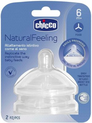 Chicco NATURAL FEELING Teat 6m+ Food Flow 2 pcs