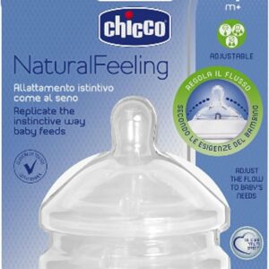 Chicco Natural Feeling Teat 4m+ Adjustable Flow 2 pcs | حلمة رضاعة شيكو ناتشورال فيلينج بتدفق قابل للتعديل عمر 4 أشهر فما فوق،طعتان
