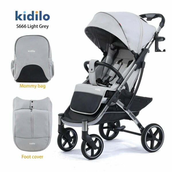 Kidilo Stroller S666 with Mommy Bag + Winter Cover | عربة أطفال من كيديلو مع حقيبة للأم وكفر شتوي