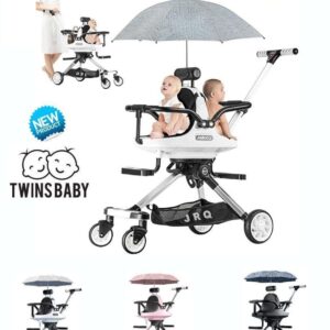 Mini Stroller Double– Twin Comfort, One Stylish Ride! | ميني سترولر للتوأم