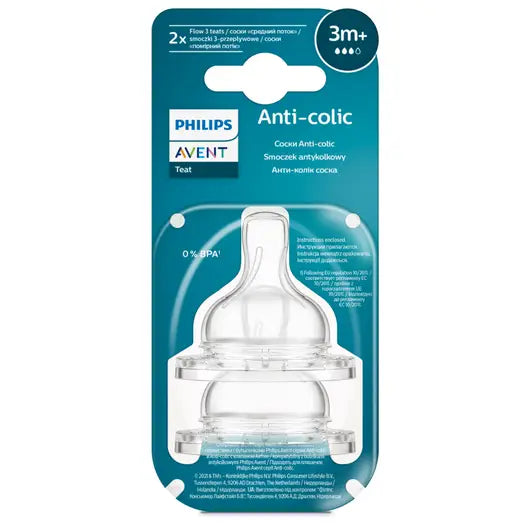 Philips Avent Anti colic Baby Teat Medium flow 3m+ ( 2 Pack)