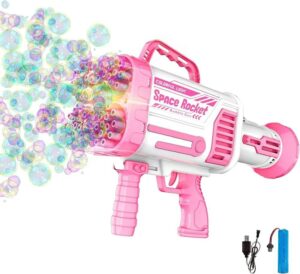 مسدس فقاعات كهربائي Space Rocket – 92 فتحة بإضاءة LED وشحن USB