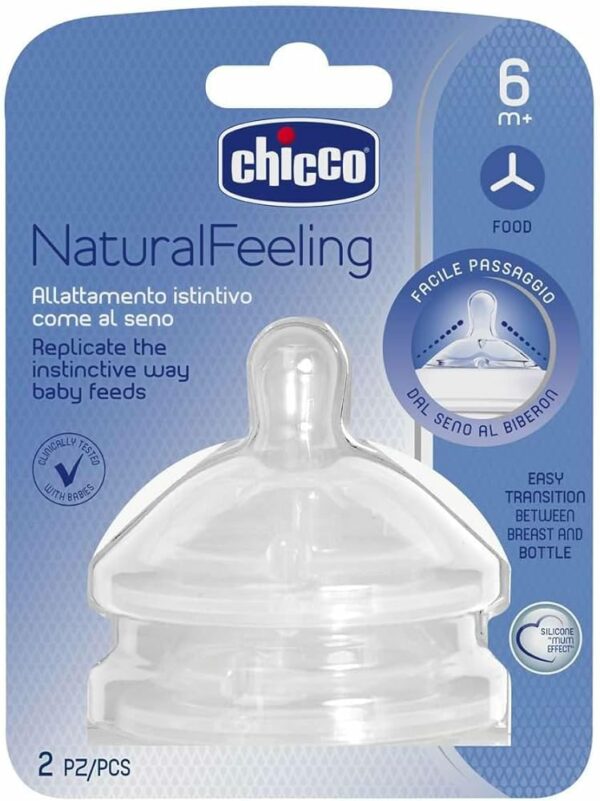 Chicco NATURAL FEELING Teat 6m+ Food Flow 2 pcs