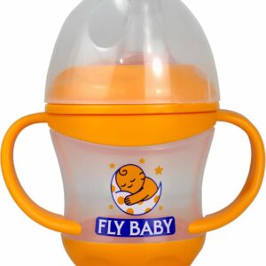 Fly Baby Baby Bottle Duckbill With Handle-Orange | زجاجة رضاعة أطفال فلاي بيبي بتصميم منقار البط مع مقبض - برتقالي