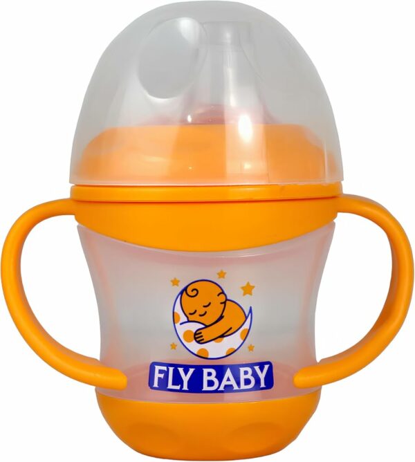 Fly Baby Baby Bottle Duckbill With Handle-Orange | زجاجة رضاعة أطفال فلاي بيبي بتصميم منقار البط مع مقبض - برتقالي