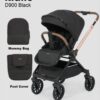 Kidilo Stroller with Mommy Bag + Foot Cover D900 | عربة أطفال من كيديلو مع حقيبة للأم وغطاء للقدمين