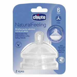 Chicco Natural Feeling Teat 6m+ Food Flow 2 pcs | حلمة تشيكو نتشورال فيلينج لعمر 6 أشهر فما فوق قطعتان |